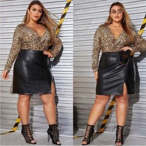 BNWT PLUS Faux Leather Skirt, 3X/(16/18)